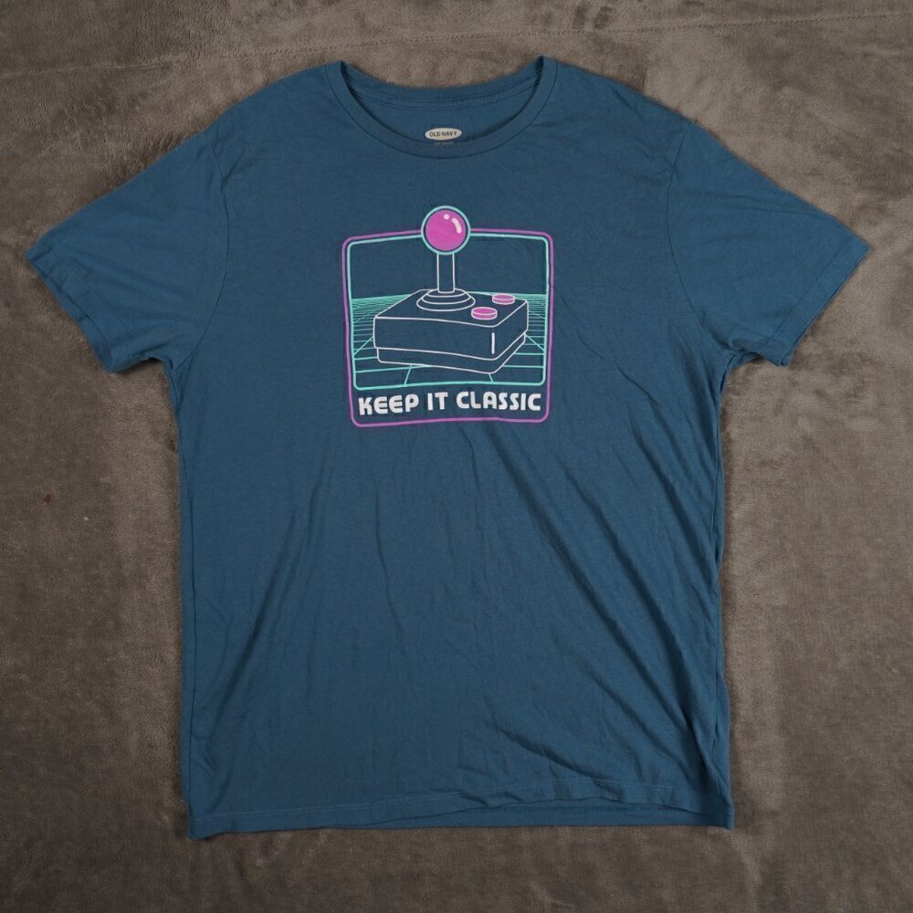 Old School Old Navy Atari Video Game Old Navy Blue Soft Wash Graphic Shirt Large